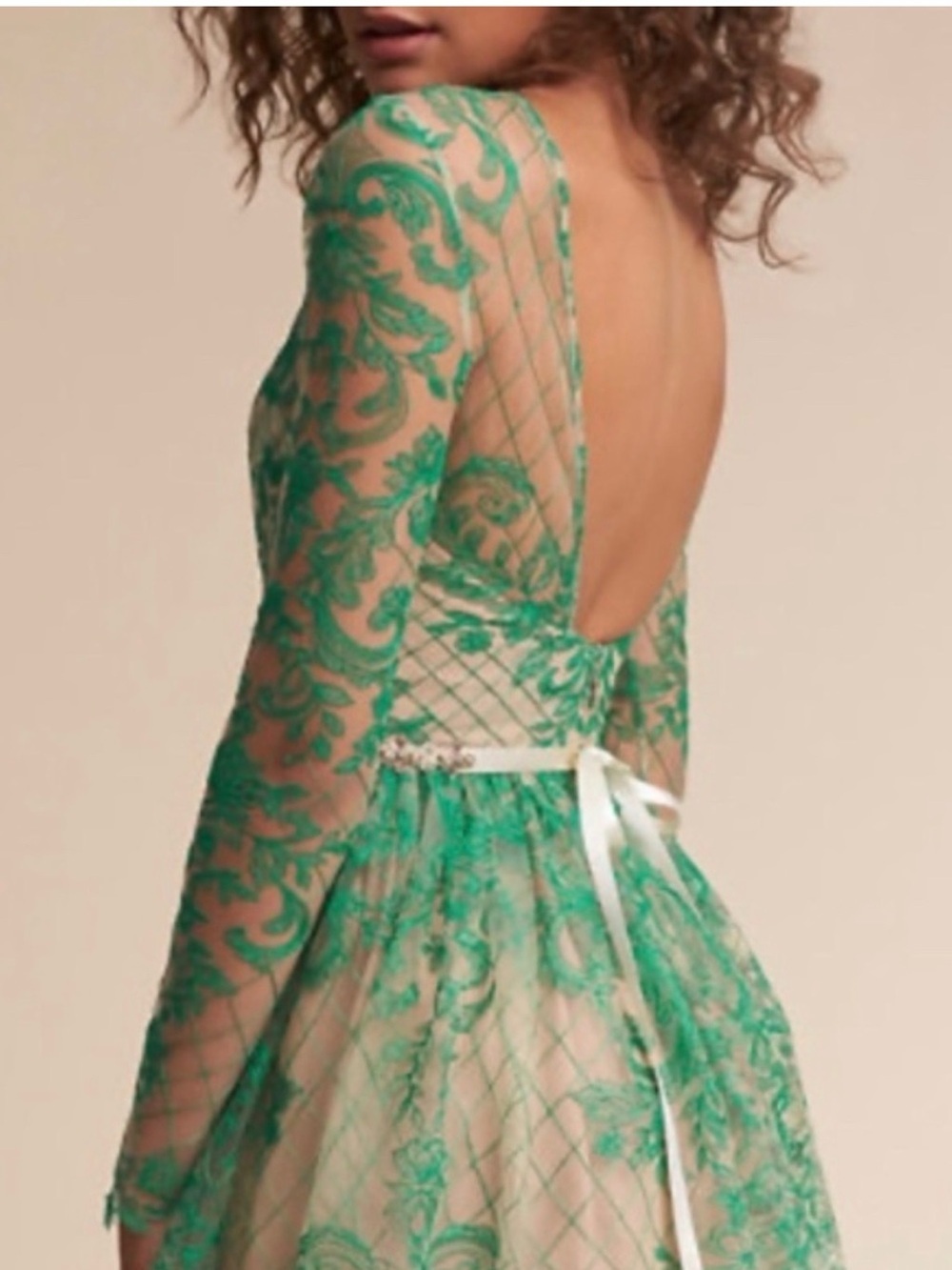 Monique Lhuillier for BHLDN/Anthropologie “Holly” green lace dress, size 6 NWT - Picture 3 of 12